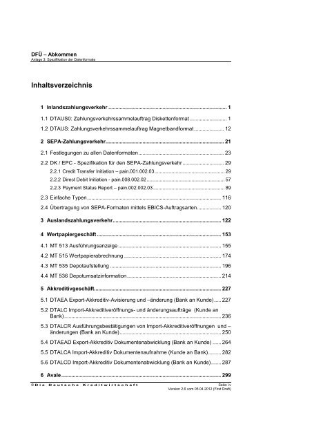 Schnittstellenspezifikation DFÜ-Abkommen - Sparkasse Trier