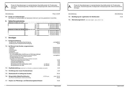 Preis- und Leistungsverzeichnis - Sparkasse Vorderpfalz