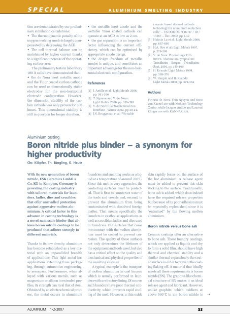 Boron nitride plus binder â a synonym for higher productivity