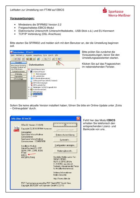 Leitfaden zur Umstellung von FTAM auf EBICS - Sparkasse Werra ...