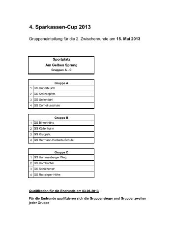 3.3 Zweite Zwischenrunde Spielplan - Sparkassen-Cup 2013