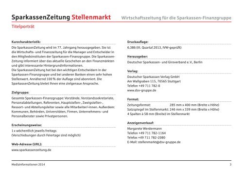 PDF Mediadaten SparkassenZeitung Stellenmarkt