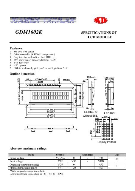 GDM1602K datasheet