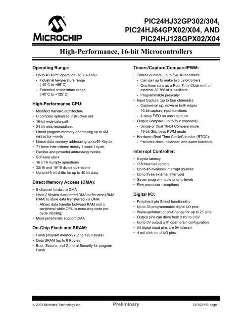 PIC24HJ64 Datasheet