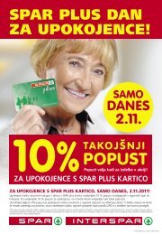 za upokojence s spar plus kartico, samo danes, 2.11.2011!