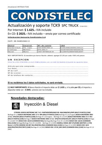 ActualizaciÃ³n y soporte TCK9 SPC TRUCK 15 Abril ... - Spc960.com