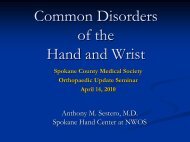 Common Disorders of the Hand - Spokane County Medical Society