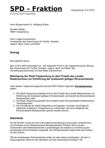 Antrag der SPD-Fraktion - SPD-Cloppenburg