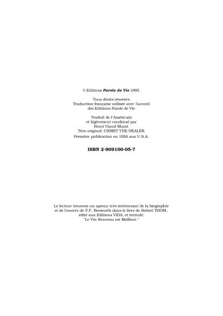 La guÃ©rison divine (pdf) - F.F. Bosworth - Croixsens.net