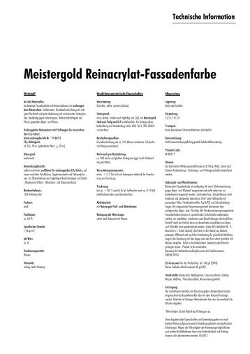Technisches Merkblatt - MEISTERGOLD
