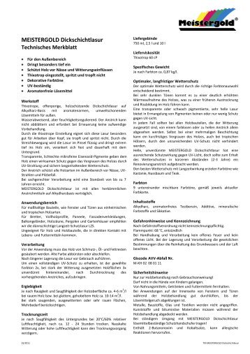 Technisches Merkblatt - MEISTERGOLD