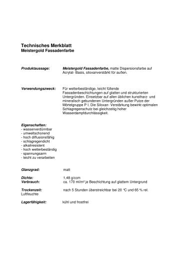 Technisches Merkblatt - Meistergold