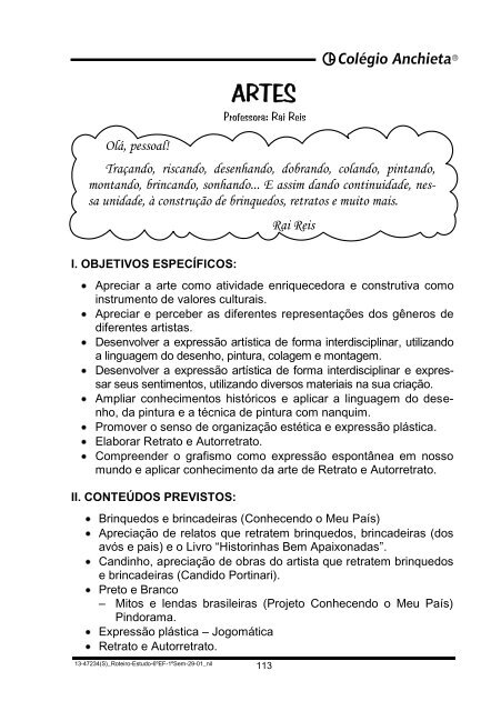 Roteiro de Estudos - 1Âº semestre - ColÃ©gio Anchieta