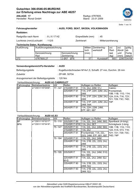 Gutachten 366-0546-05-MURD/N5 zur Erteilung eines Nachtrags ...