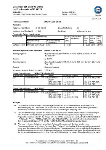 Gutachten 366-0328-06-MURD zur Erteilung der ABE 46723