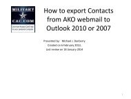 How to export Contacts from AKO webmail2 to Outlook 2010 - CAC