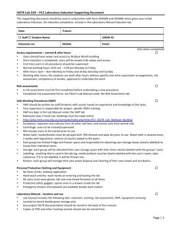 OGTR Lab G29 â PC2 Laboratory Induction Supporting Document ...