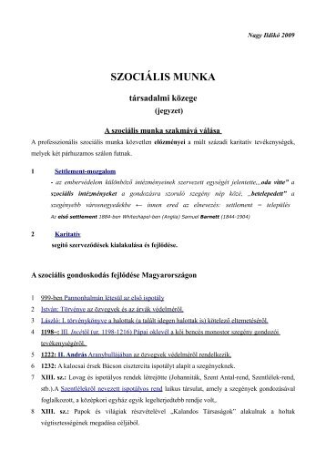 SZOCIÃLIS MUNKA