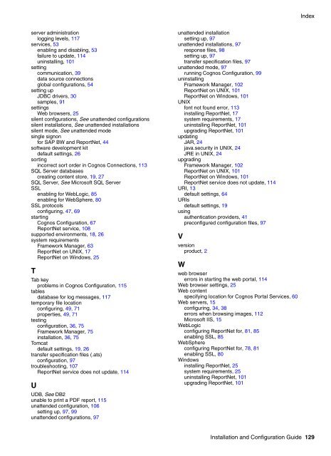 Cognos ReportNetTM Installation and Configuration Guide