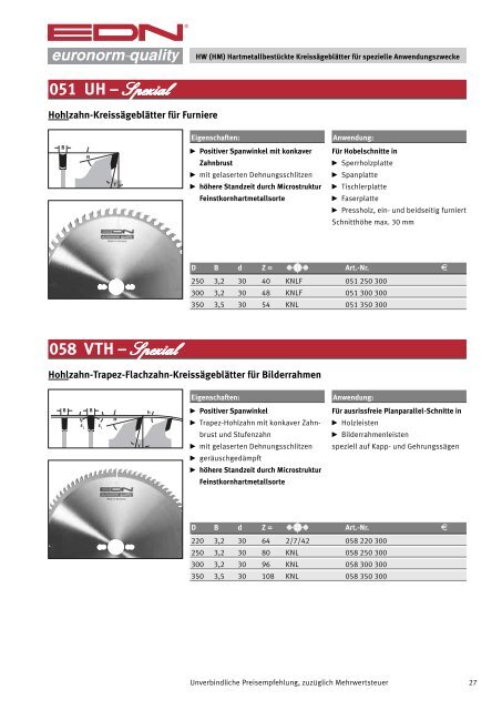 Katalog 45 Kreissägeblätter - EDN-Neuhaus