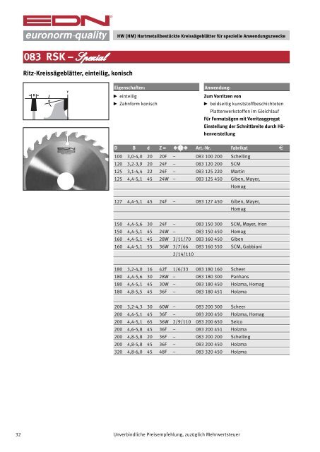 Katalog 45 Kreissägeblätter - EDN-Neuhaus