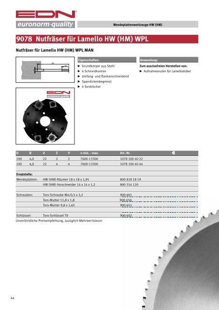 Katalog 45 Kreissägeblätter - EDN-Neuhaus