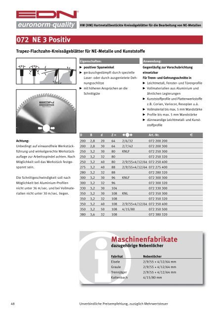 Katalog 45 Kreissägeblätter - EDN-Neuhaus
