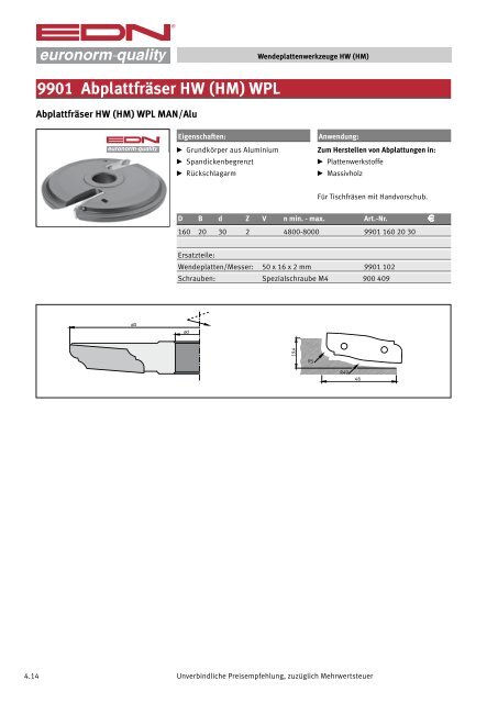 Katalog 45 Holzbearbeitungswerkzeuge ... - EDN-Neuhaus