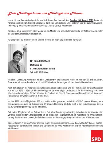 Kandidatenbrief Borchard - SPD-Kirchhundem