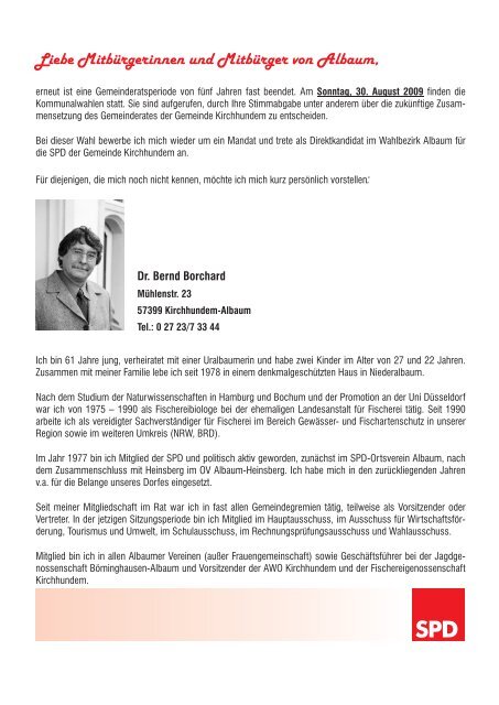 Kandidatenbrief Borchard - SPD-Kirchhundem