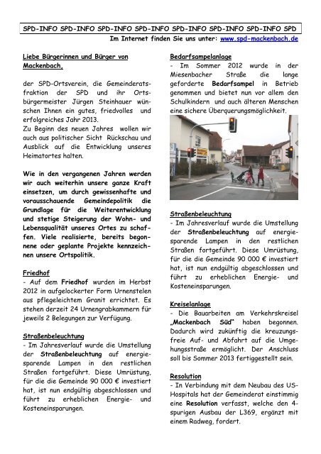 Infos 13 - SPD-Ortsverein Mackenbach