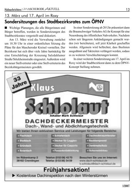 SÃ¼dnachrichten - SPD-Braunschweig SÃ¼d-Ost Mascherode | Rautheim