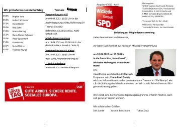 Termine Wir gratulieren zum Geburtstag - SPD-Ortsverein Dortmund ...