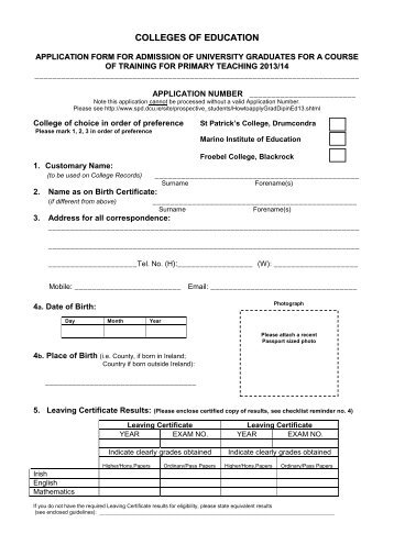 Application form - English - St. Patrick's College - DCU