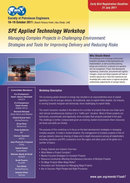 Workshop Brochure - Society of Petroleum Engineers