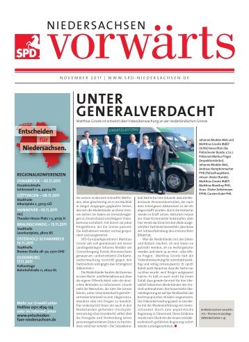 Ausgabe November 2011 des Niedersachsen-Vorwärts als pdf-Datei.