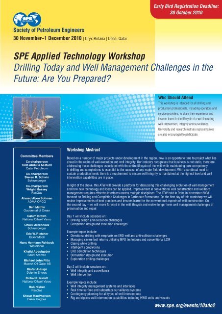 Workshop Brochure - Society of Petroleum Engineers