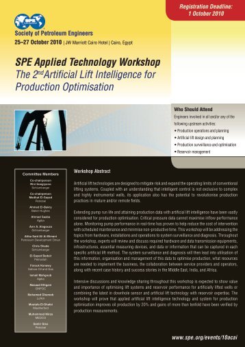 Workshop brochure - Society of Petroleum Engineers