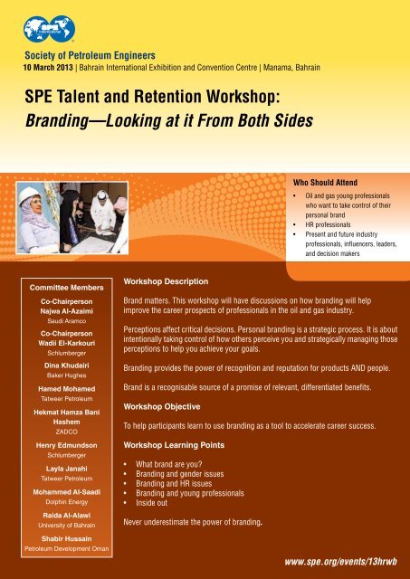 Workshop Brochure - Society of Petroleum Engineers