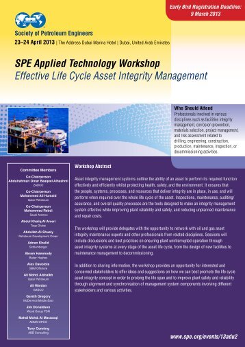SPE Applied Technology Workshop Effective Life Cycle Asset ...