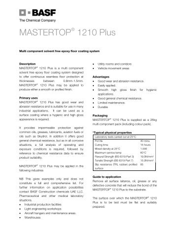 TDS – Mastertop  1210 Plus - BASF Construction Chemicals