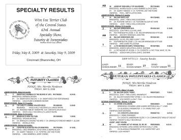 SPECIALTY RESULTS - Specialty Dog Shows