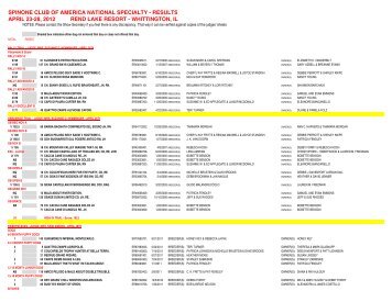 spinone club of america national specialty - results april 23-28, 2012