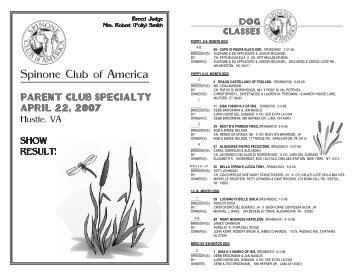 Spinone Club of America - Specialty Dog Shows