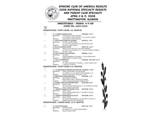 Spinone Club of America Results 2008 National Specialty Results ...