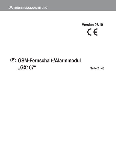 GSM-Fernschalt-/Alarmmodul „GX107“ 