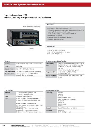 Datenblatt Spectra PowerBox 1275P V.1 Mini-PC