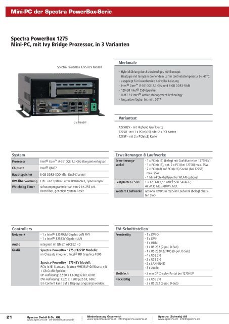 Datenblatt Spectra PowerBox 1275P V.1 Mini-PC