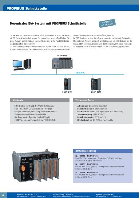 Dezentrale Feldbus E/A-Module - Spectra Computersysteme GmbH