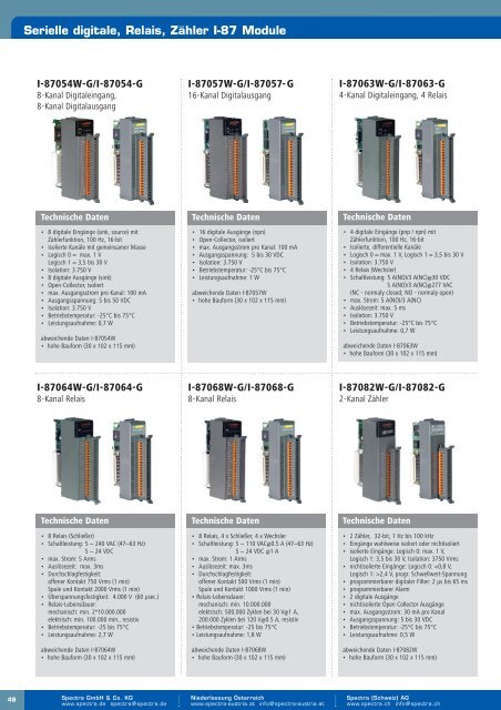 Dezentrale Feldbus E/A-Module - Spectra Computersysteme GmbH